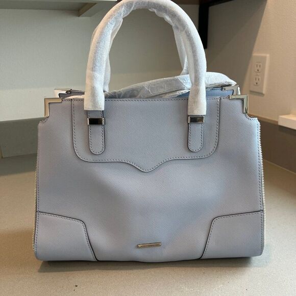 NWT Rebecca Minkoff Leather Soft Blue Amorous Satchel Bag - Picture 6 of 11